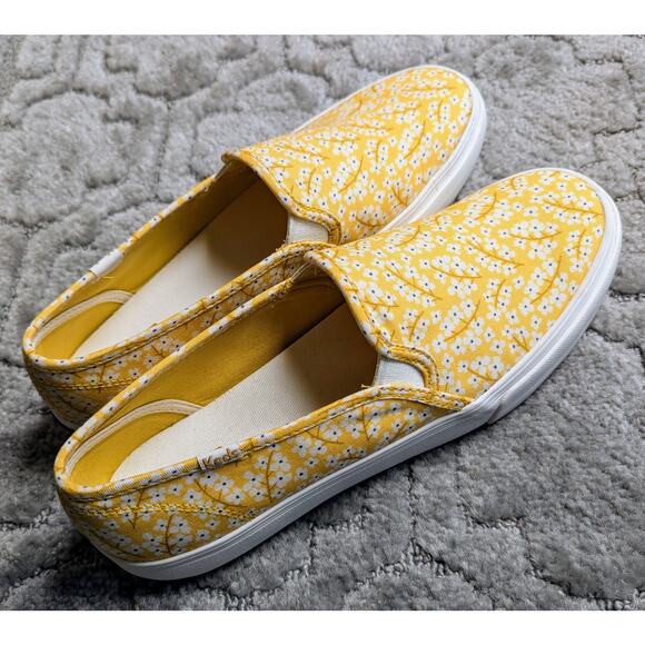 Keds Floral Double Decker Sneakers WOMENS SIZE 9.5 Yellow Slip On Shoes WF65058 - Picture 3 of 9